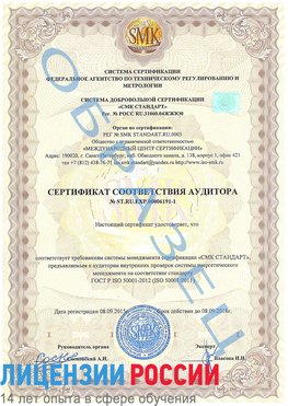 Образец сертификата соответствия аудитора №ST.RU.EXP.00006191-1 Великие Луки Сертификат ISO 50001